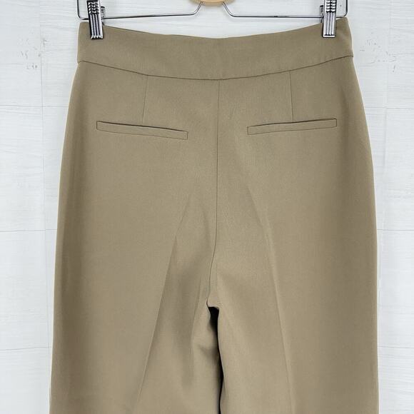 Theory Admiral Crepe High Waist Wide Leg Pants Size 4 Tan Neutral Office Preppy - Picture 6 of 16